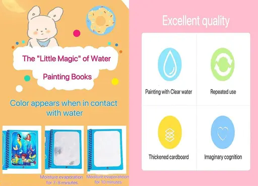 Educational Toys,Early Development & Activity Toys,Magic Water Book for Kids PACK OF 3 (T108)