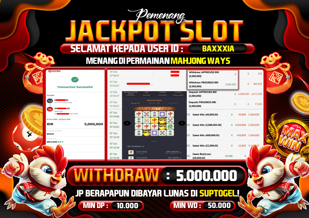 BUKTI KEMENANGAN 07 OCTOBER 2025 MENANG DI PERMAINAN  SLOT MAHJONG WAYS 5 JT