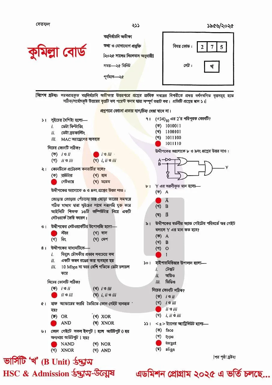 ICT MCQ Question Solution 2025 Comilla Board HSC 2025