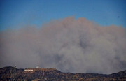 Hollywood sign burning