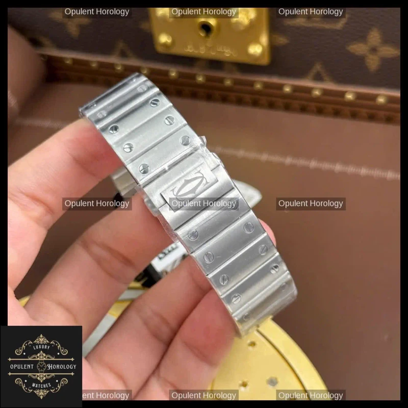 Cartier Santos Watch 39.8mm Skeleton Dial Green Roman Numerals - Super Clone