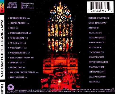 Marianne Faithfull - Blazing Away (1990) Lossless+MP3 Marianne Faithfull - Blazing Away (1990) Lossless+MP3