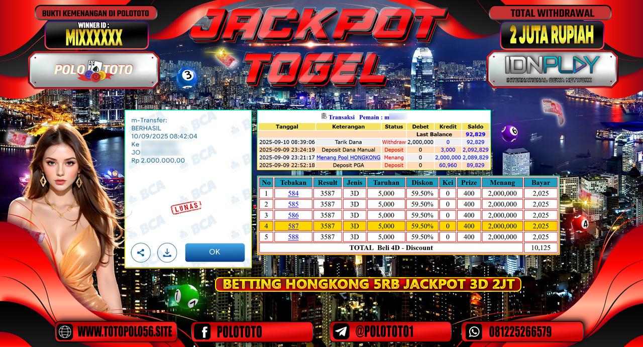 POLOTOTO JACKPOT TOGEL HONGKONG LOTTO Rp.2.000.000,- 