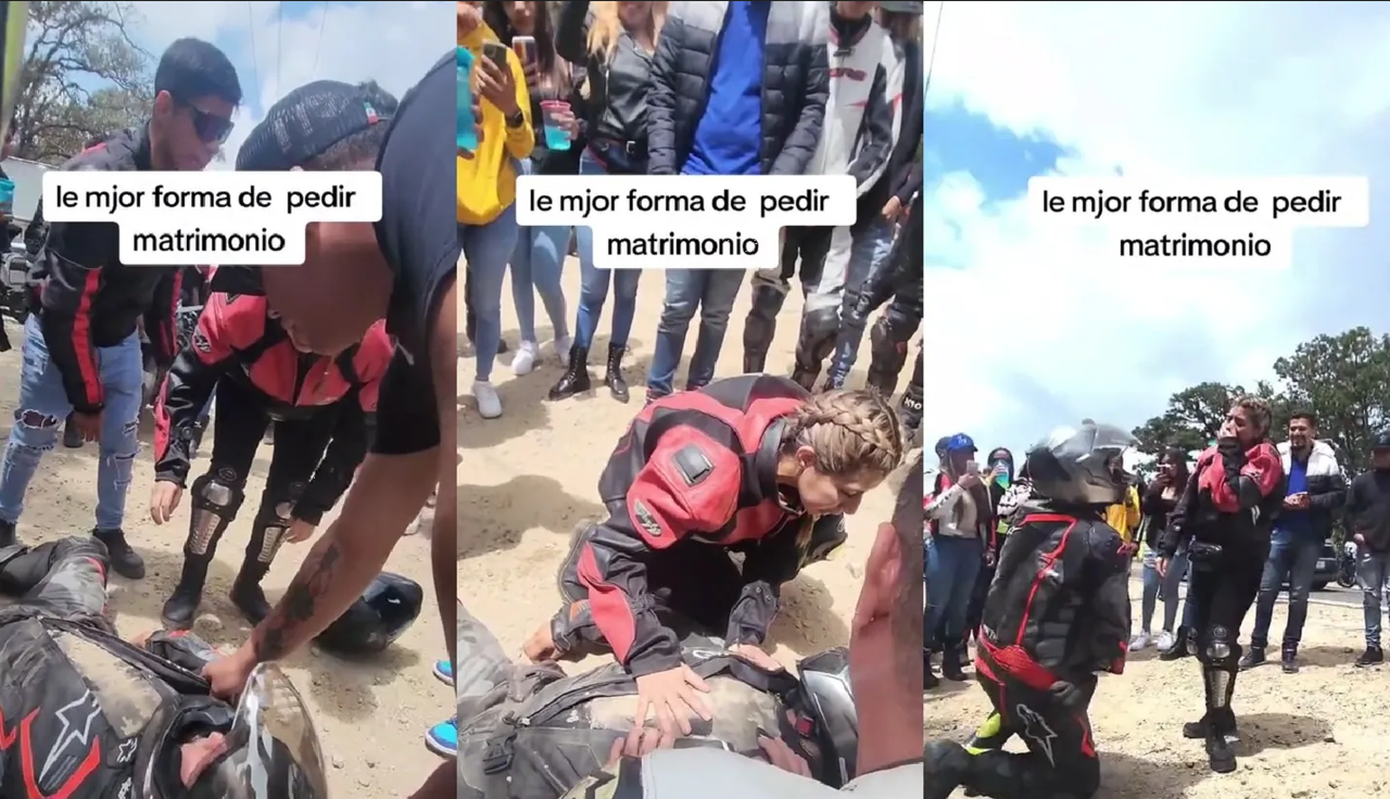 Motociclista casi muere, de amor por su novia, así le pidió matrimonio: video