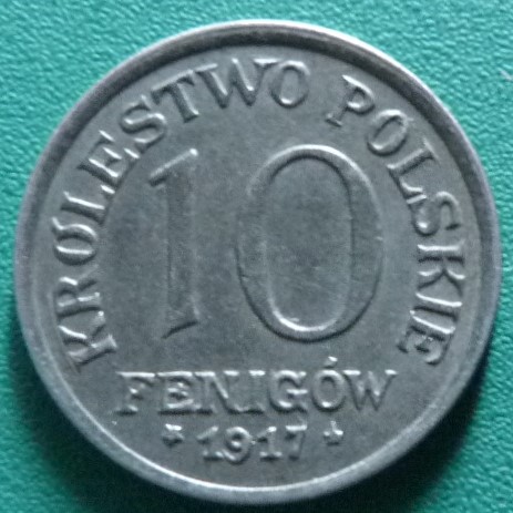 10 Fenigów. Polonia (1917) POL-10-Fenigow-1917-rev