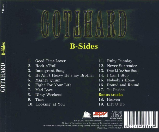 Gotthard - B-Sides (2007) [Bootleg] Lossless