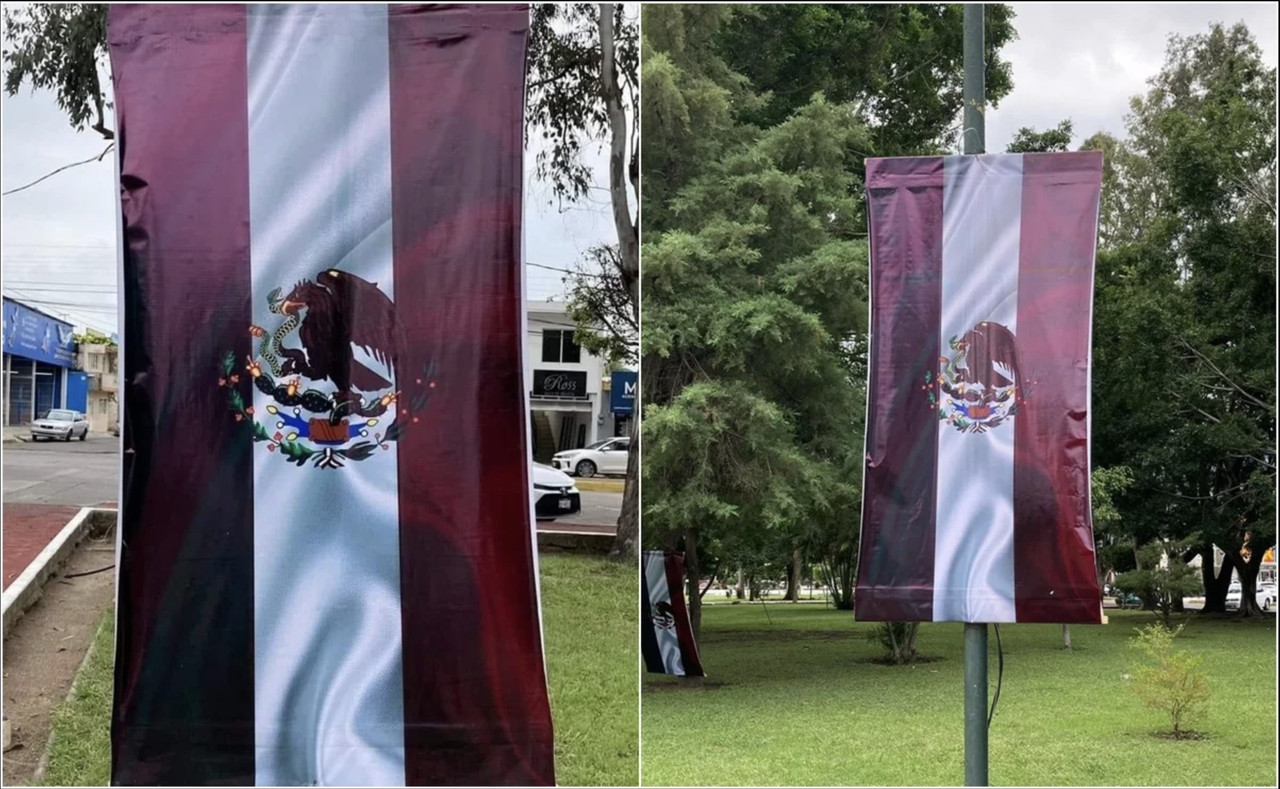 Cambian colores de la Bandera de México con los de Morena, en Nayarit