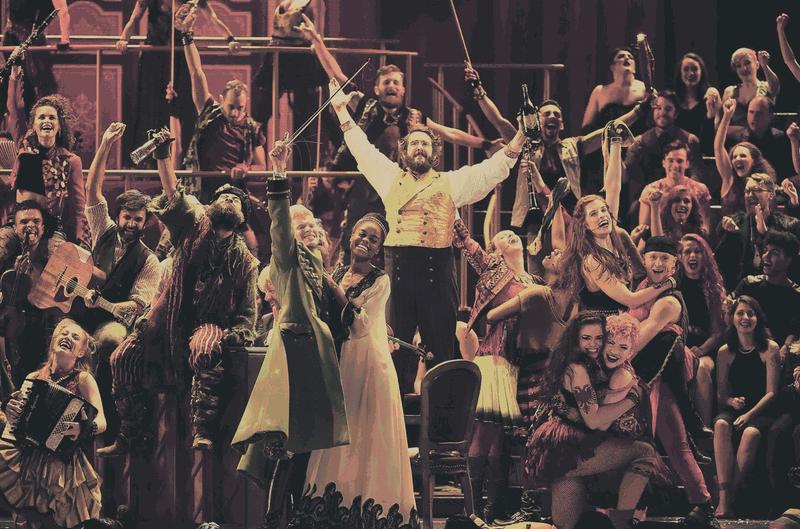 The cast of Great Comet poses after their performance at the 2017 Tonys