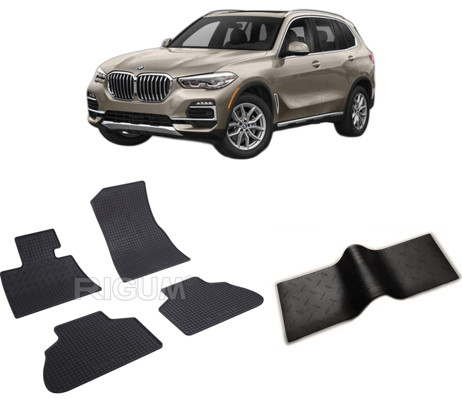 Set covorase auto BMW X5 G05 din 11.2018-PREZENT, cu covoras tunel median, CAROSERIE SUV, Presuri cauciuc 100%, compatibil cu autoturismul BMW X5 G05, Rigum