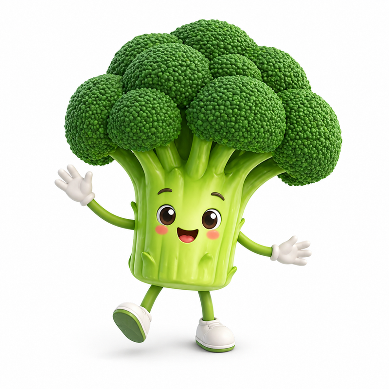 Cute 3D Vegetable Character Prompt (Isometric Cartoon Style)