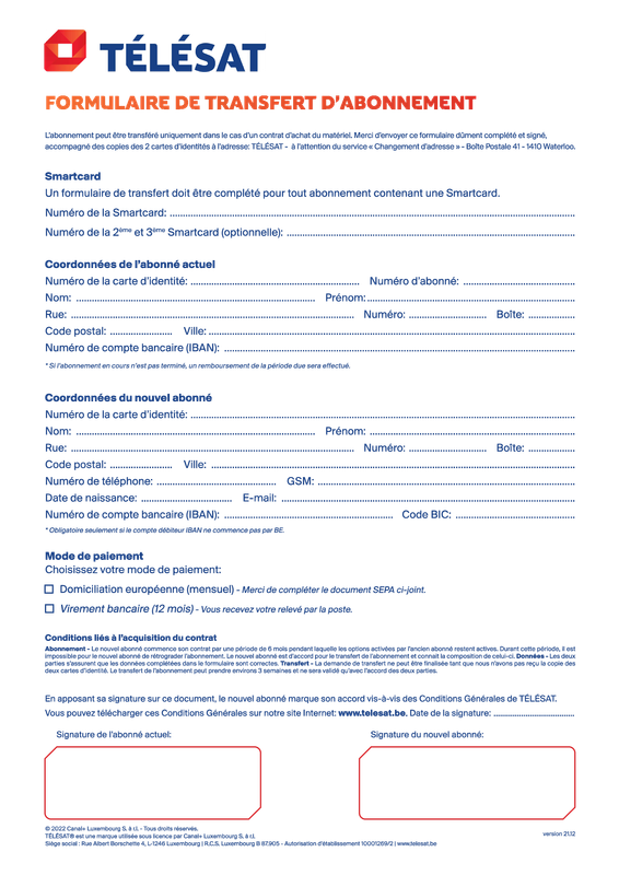 tranfert d'abonnement