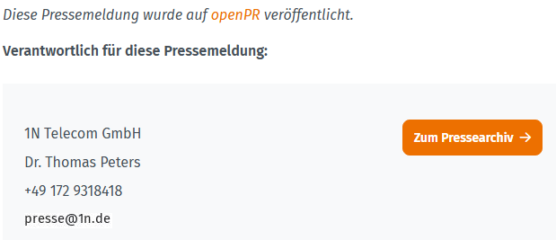 Presseverantwortlicher 1N Telecom GmbH