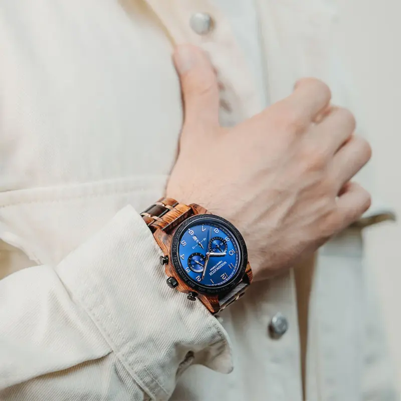 Legacy-X-Edition-Ocean-Wood-Watch-blue-dial-and-gold-accents-premium-wooden-watch