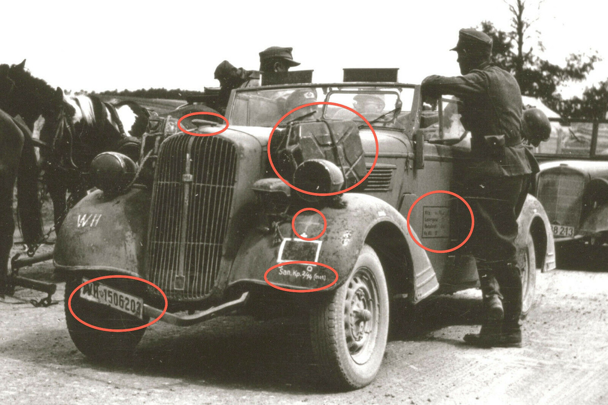 Orig.Fotos 14.Infanterie-Div. OPEL Super 6 PKW 1943 Brjansk Sanitäter