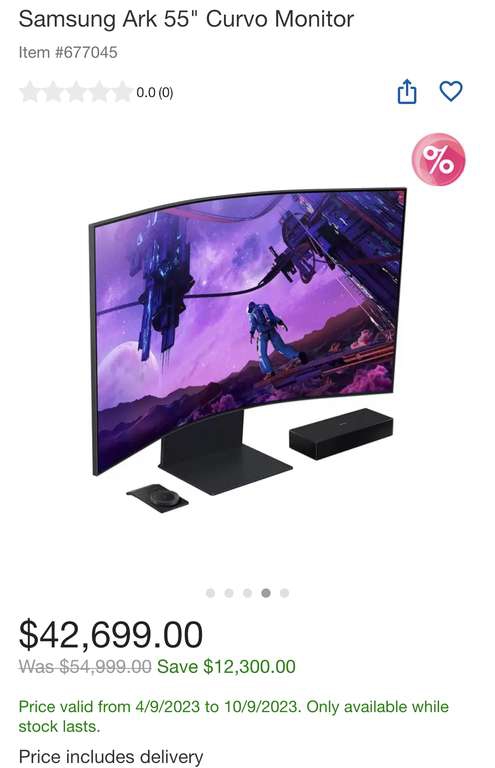 Costco: Samsung Ark 55 Curvo Monitor