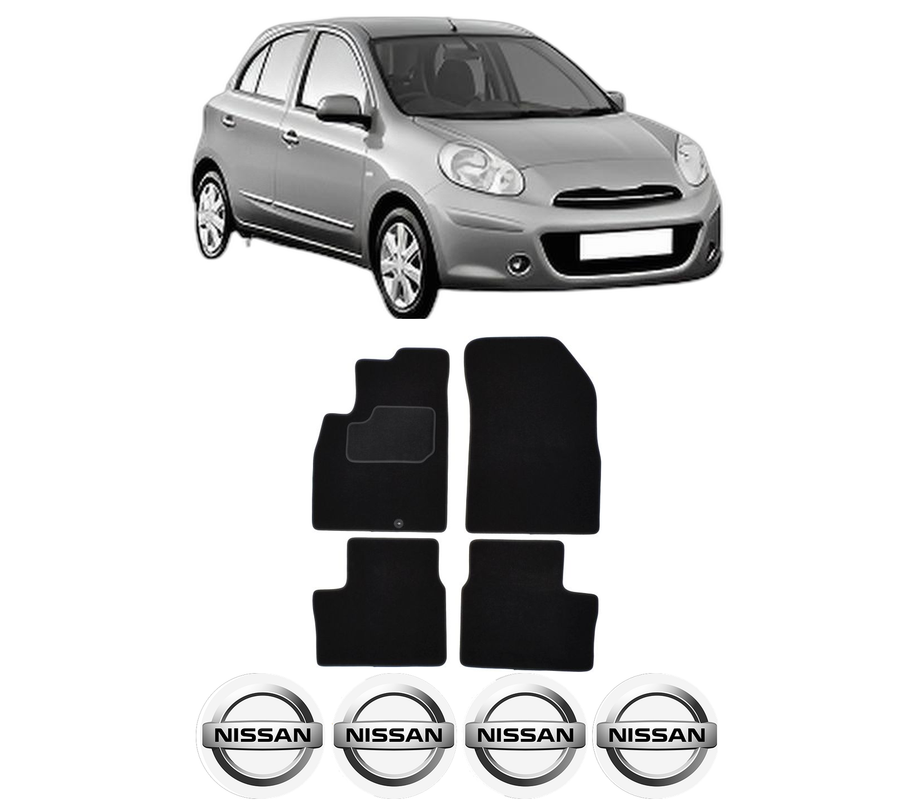 Set Covorase Presuri NISSAN MICRA IV (K13K, K13KK) din 2010-2015, Auto, Material Textil Mocheta, 4 Stickere auto cu NISSAN