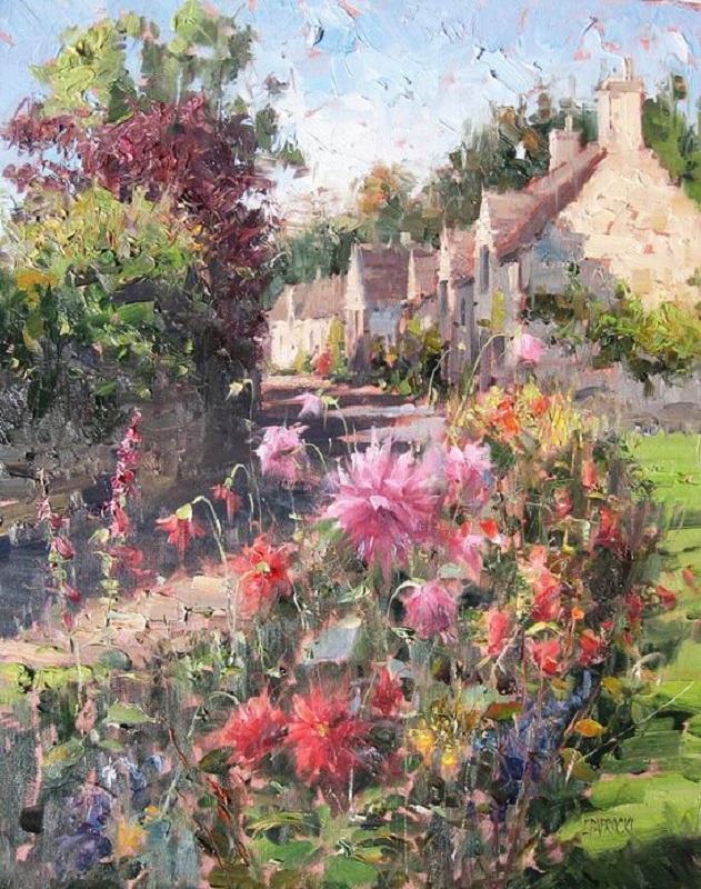Impressionizm-E-J-Paprocki-Kartina-Chipping-Campden-20h16-dyuymov-holst-maslo