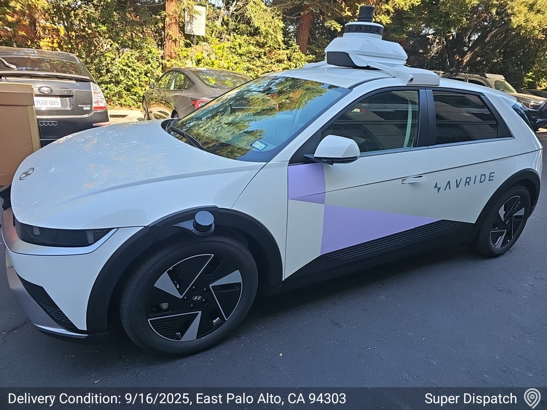 Secured AVride.ai shuttle in transit