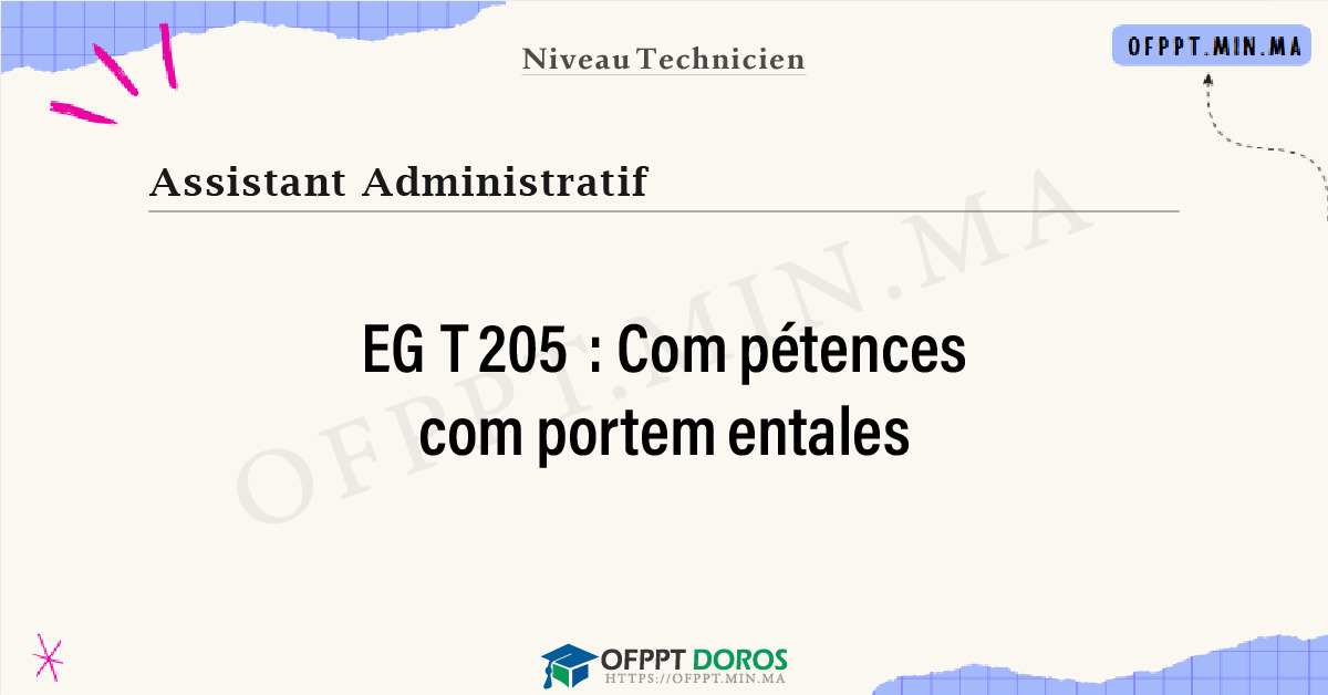 Sommaire détaillé du cours Compétences comportementales EGT205 OFPPT - Structure du module