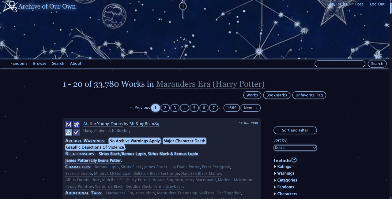 Starfall [AO3 Site Skin] ☆ - im_lia - Multifandom [Archive of Our Own]