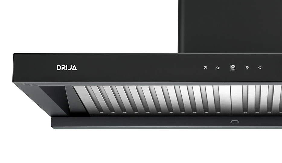Campana de cocina Drija Pirámide 90 Black con diseño elegante y panel táctil.