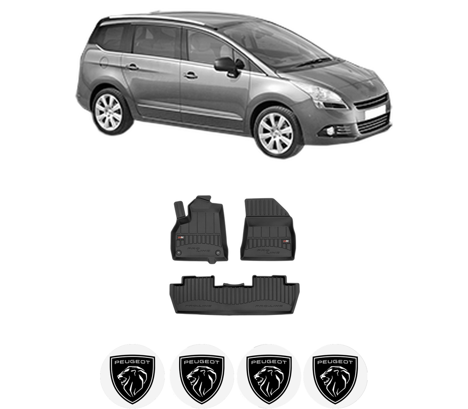 Set covorase presuri PEUGEOT 5008 (0U_, 0E_) din 2009-2017, auto, din cauciuc thermoplastic, 4 Stickere auto cu PEUGEOT