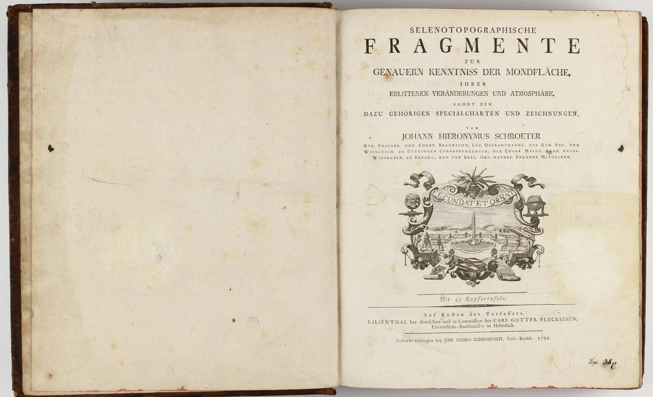 Fragmentos selenotopogr�ficos para un conocimiento m�s preciso de la superficie lunar .1791. Schr�ter