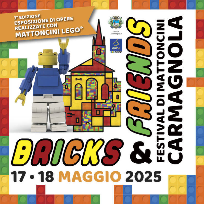 BRICKS & FRIENDS – Festival di mattoncini LEGO® inclusivo e gratuito a Carmagnola il 17 e il 18 maggio 2025 BRICKS & FRIENDS – Festival di mattoncini LEGO® inclusivo e gratuito a Carmagnola il 17 e il 18 maggio 2025
