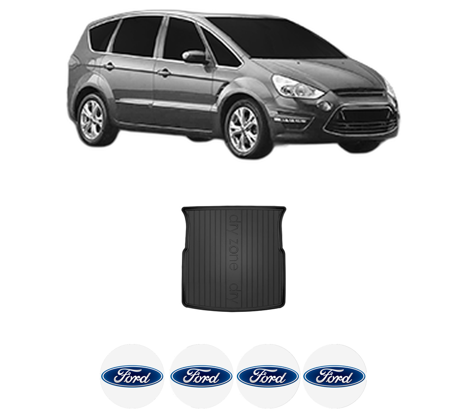 Tavita Portbagaj FORD S-MAX VAN (WA6) din 2007-2014, Protectie Portbagaj Auto, 4x Stickere auto cu FORD