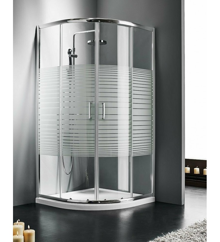 Καμπίνα Ντουζιέρας Ημικύκλια Starlet Quadrant Chrome Stripes Glass