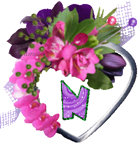 Corazón con Flores Violeta-Lila  N