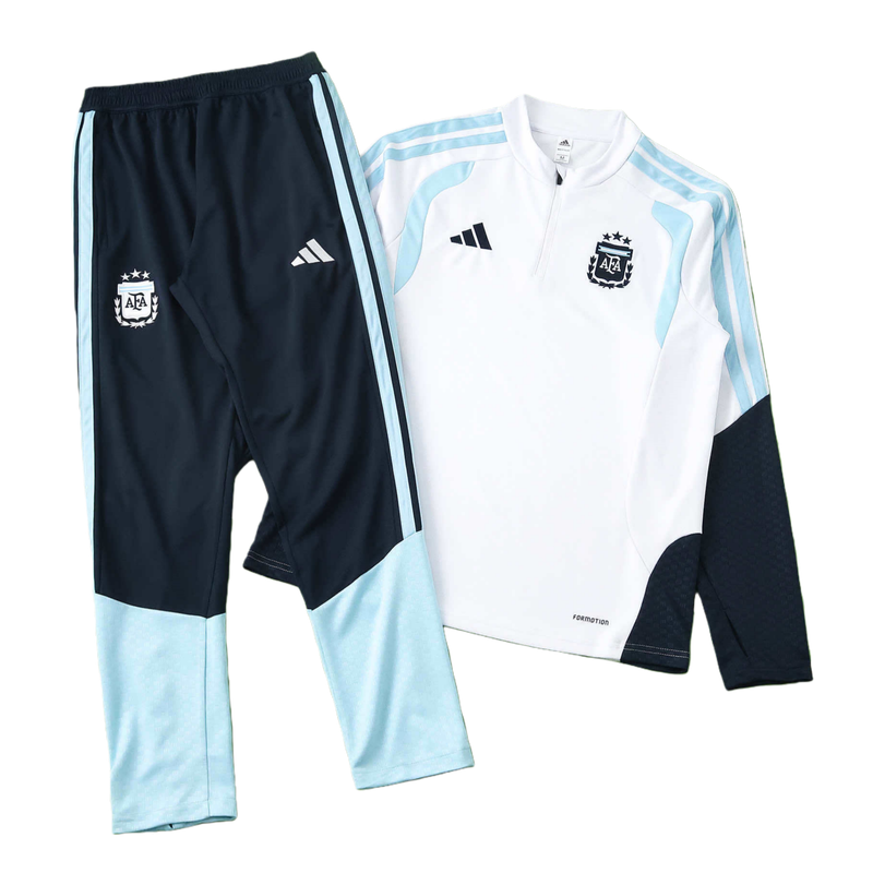 2026 FIFA World Cup Argentina White Half zip training suit set