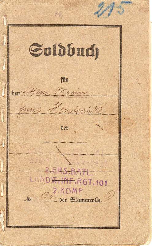Soldbuch - 1916 - Jager - Karl Clemens Zacharias Img024