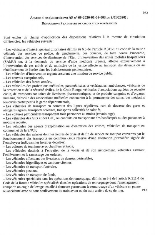 Dérogation véhicules polluants