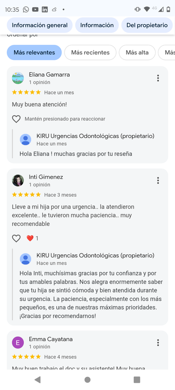 Reseña de paciente satisfecho con Kiru Odontología 2