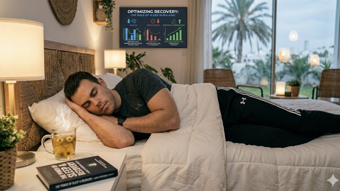 Athlete resting and sleeping for optimal recovery to fix slow muscle growth naturally and improve muscle growth results