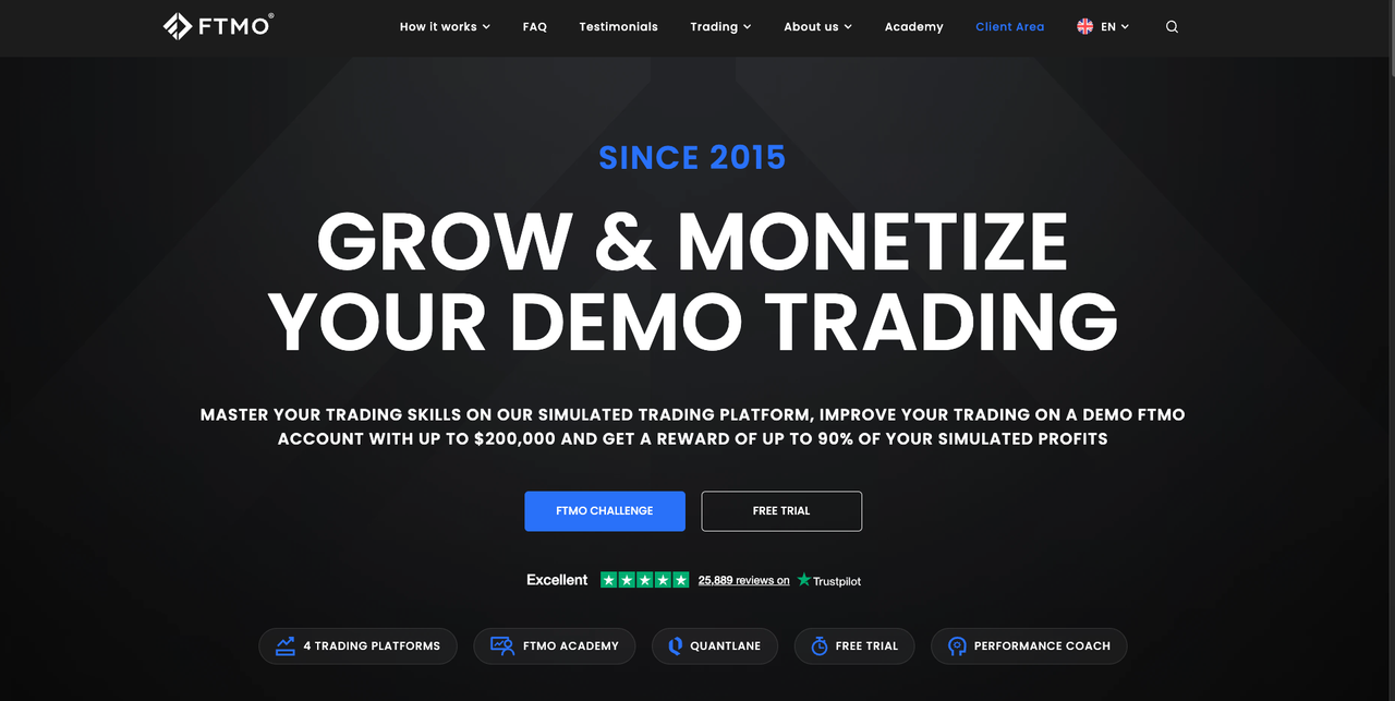 FTMO landing page