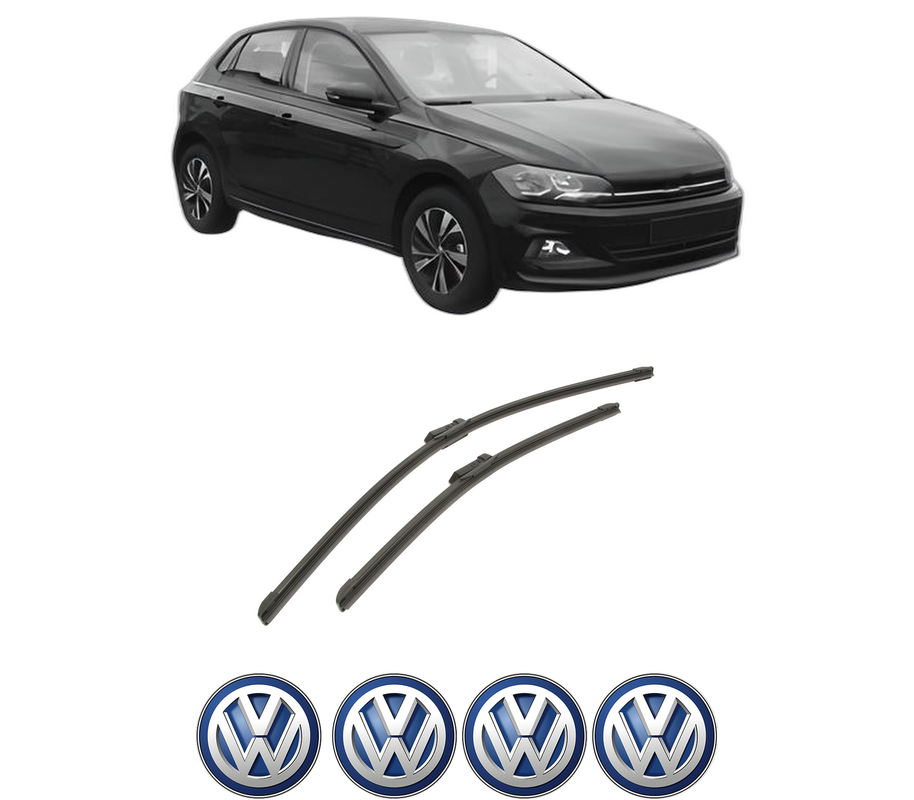 Set stergatoare auto Volkswagen POLO VI (AW1, BZ1, AE1) din 2017-2021, pentru parbriz auto, 2 bucati, Bosch Aerotwin, din cauciuc siliconat rezistent, 4 Stickere Auto Volkswagen