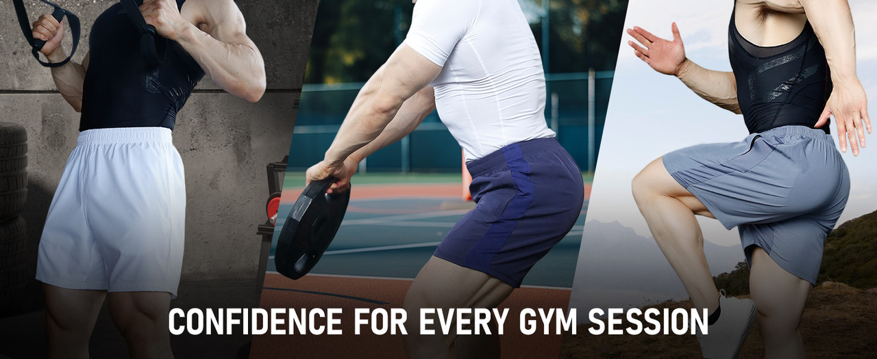 Quick Dry Athletic Shorts with Zipper Pockets - Lifestyle View