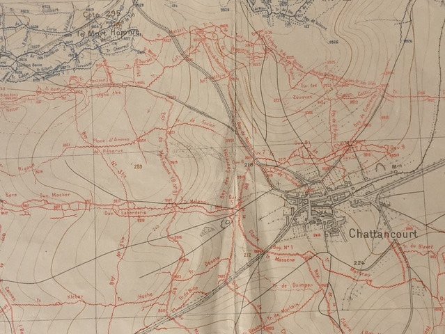  la Tranchée de Chattancourt a Verdun Carte-d-epoque-montrant