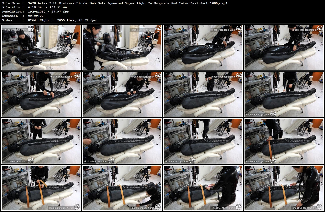 3678 Latex Rubb Mistress Hinako Sub Gets Squeezed Super Tight In Neoprene And Latex Rest Sack 1080p
