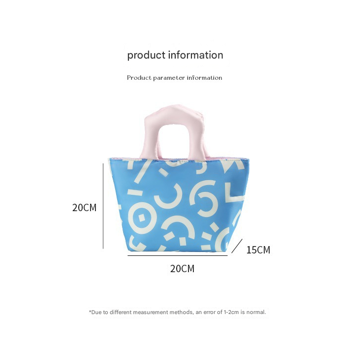 Blue and orange handbag Insulated Lunch Bag – Multi-Color Printed Tote with Padded Handle for Students & Office Workers