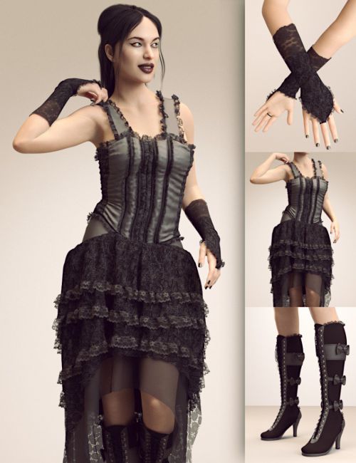 dForce Victorian Goth Outfit for Genesis 8 Female(s)