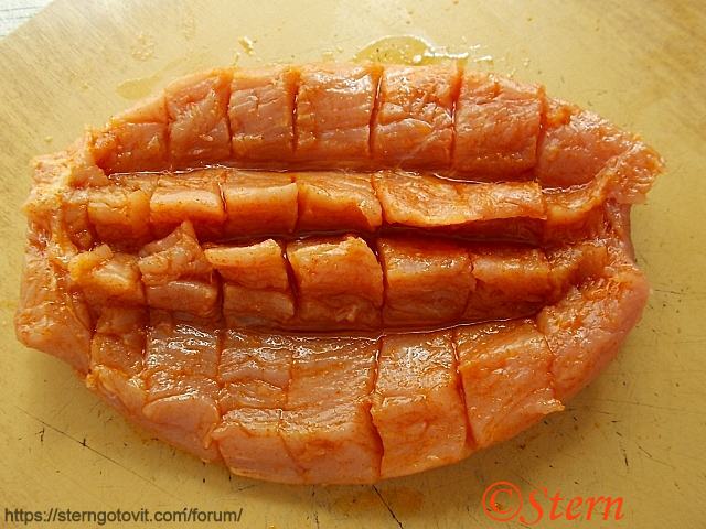 Свиная вырезка в духовке «Пресс кубиками»