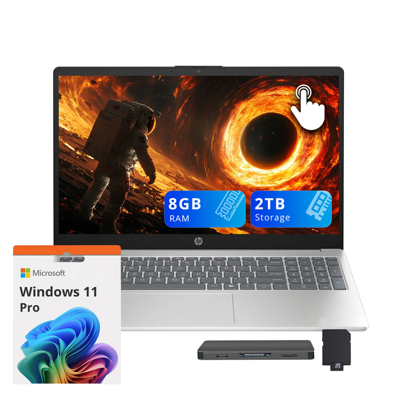 1 cover Pro 8G2T 1 HP 15 6 Full HD Touch Screen AMD Ryzen 5 7520U Natural Silver