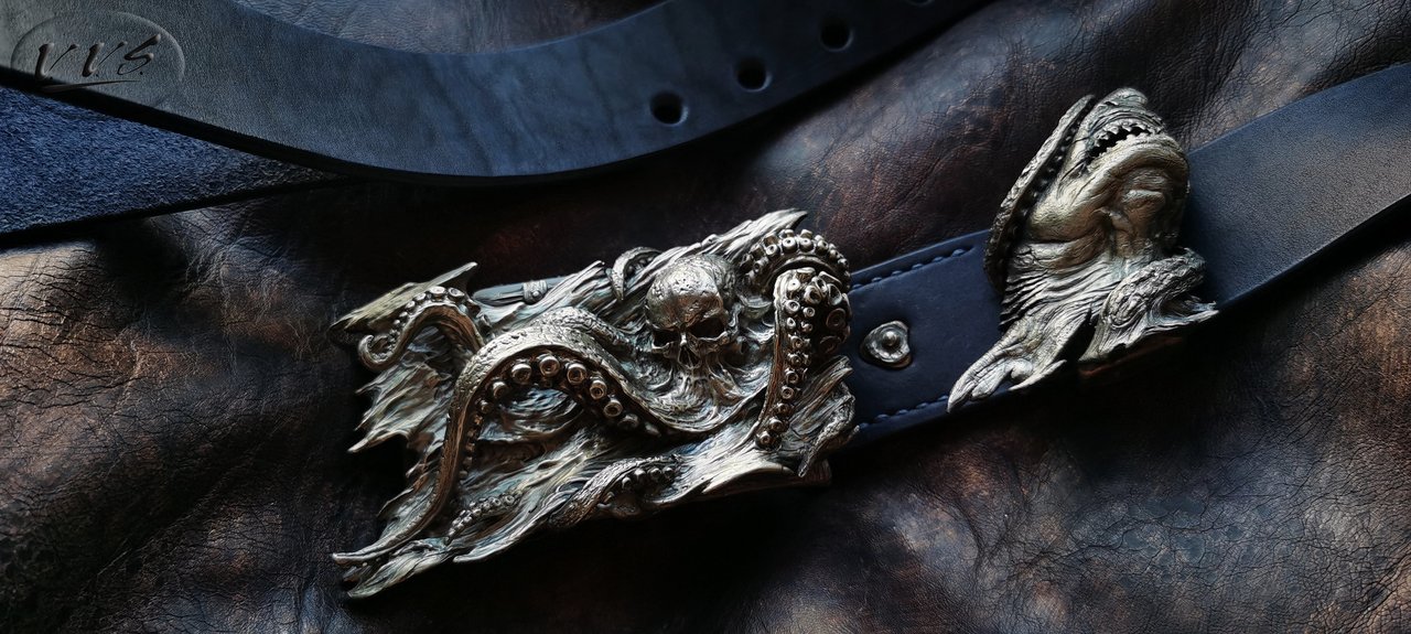 пряжка осьминог акула синий1