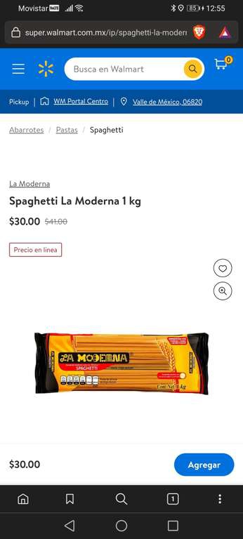 Walmart Sopa de pasta 1Kg $30 
