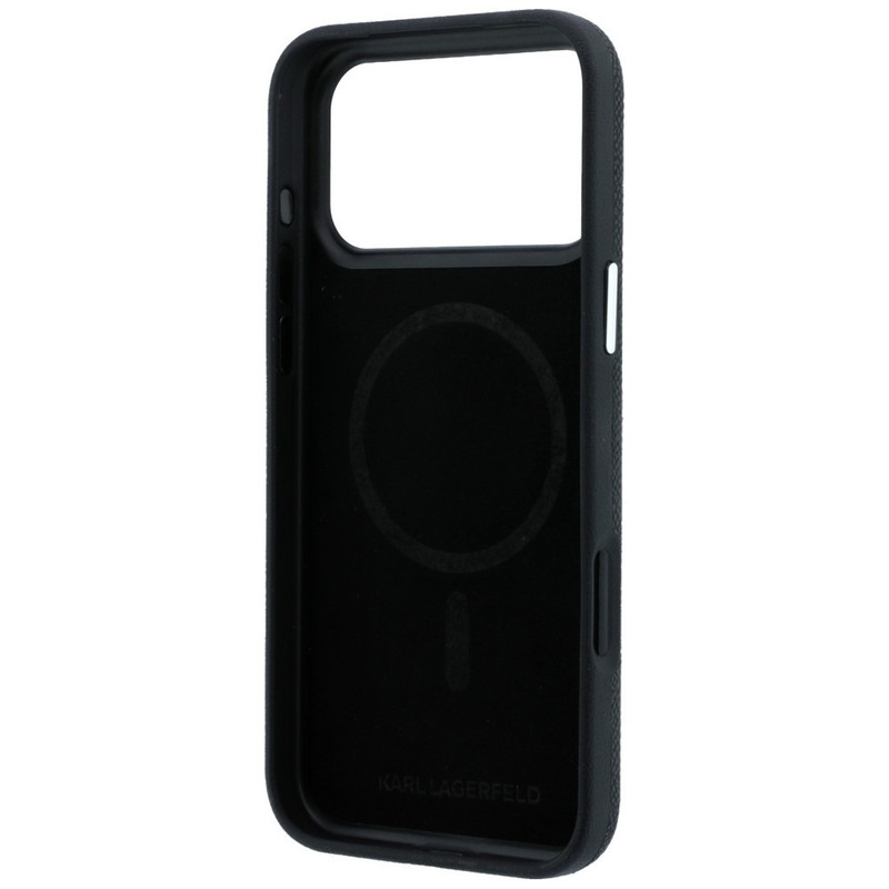 Husa pentru iPhone 18 Pro / iPhone 17 Pro Karl Lagerfeld Hardcase MagSafe Grained Leather Elongated Logo, Protectie ridicata, Calitate premium, Negru imageye 3283357