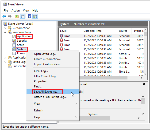 How can you back up the data of the Windows 10 event viewer? How can you back up the data of the Windows 10 event viewer?