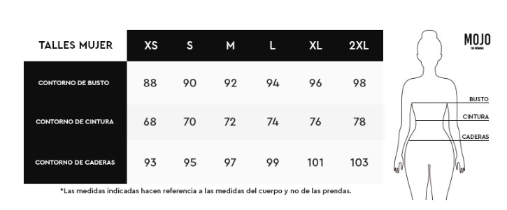 Guia de talles mujer